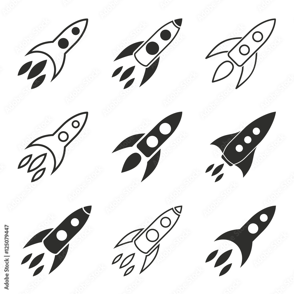 Rocket icon set. Rocket icon set.