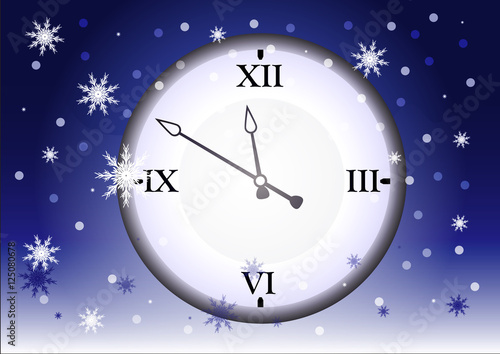 Новогодние часы, показывающие полночь