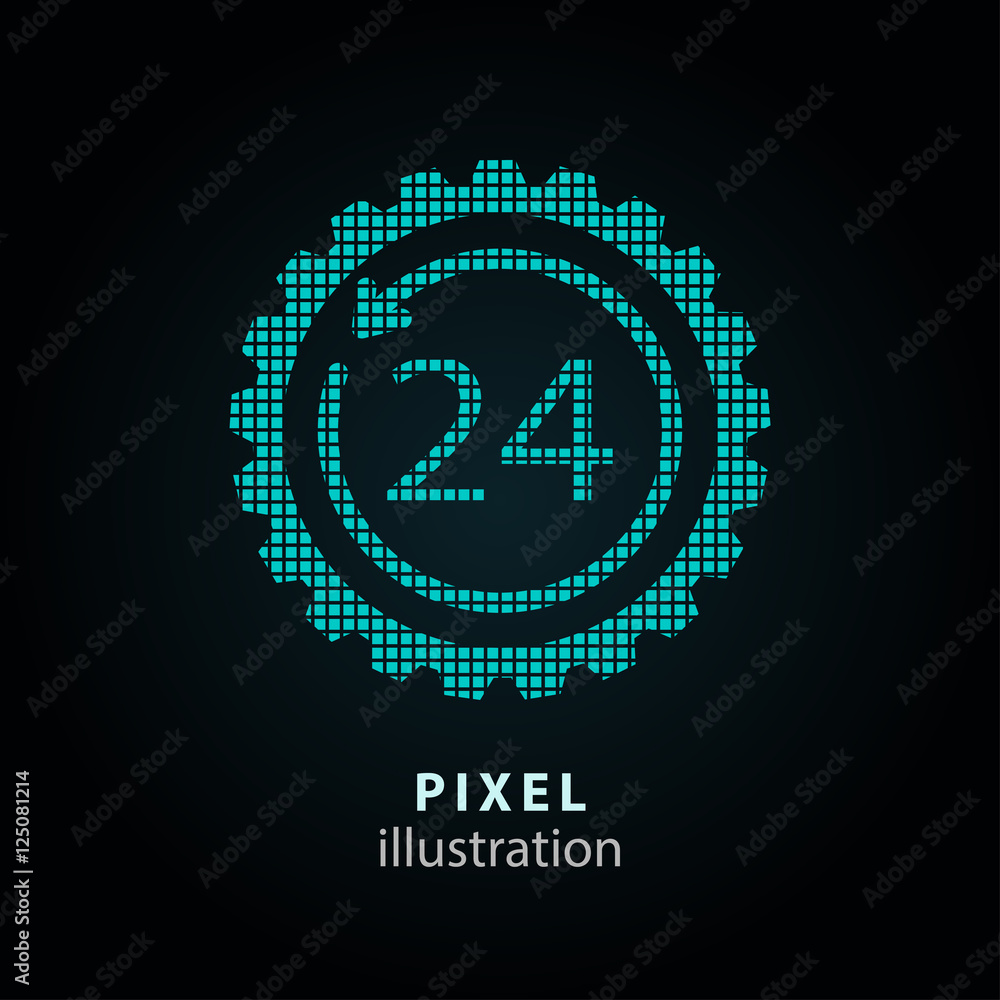 24 hour service - pixel illustration. 24 hour service - pixel illustration.