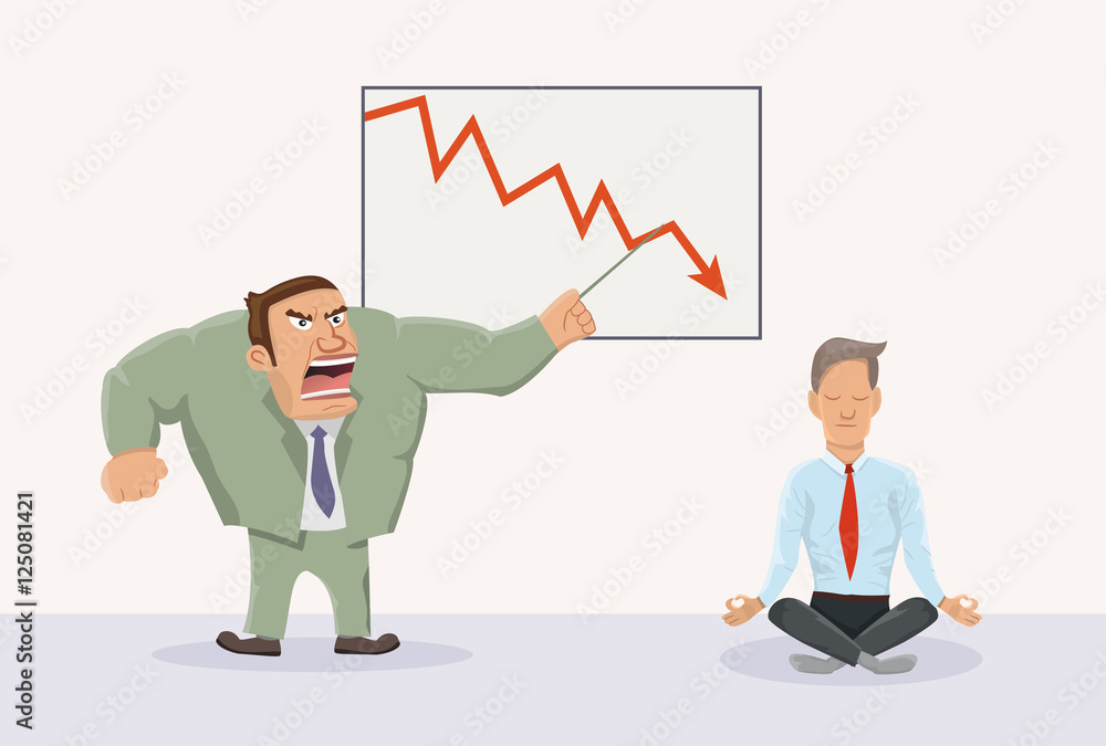 Angry boss and relaxed worker. Angry boss and relaxed worker.