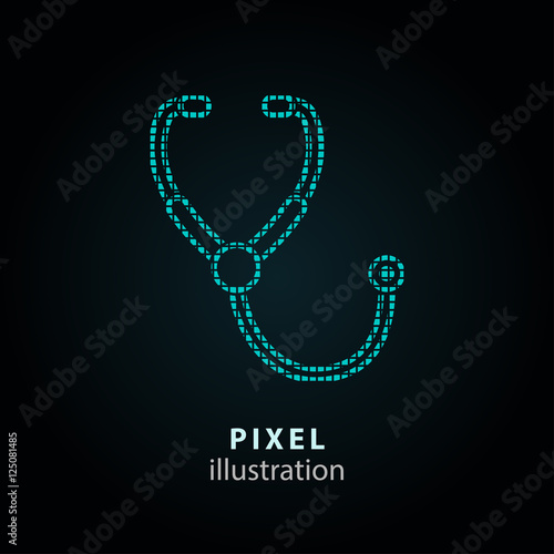 Stethoscope - pixel illustration.