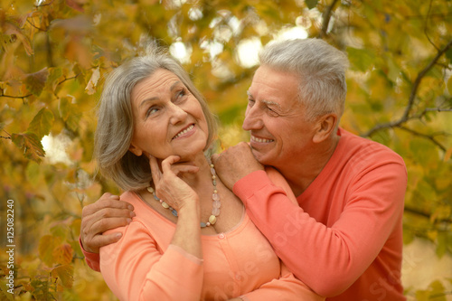 Senior couple in autumn park