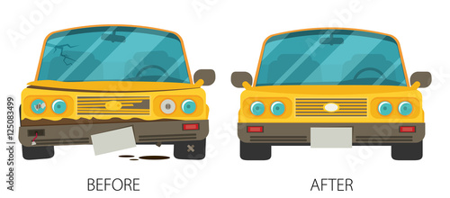 Car body frame repair vector illustration in flat style