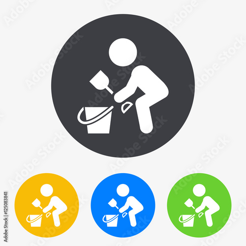 Icono plano niño con cubo en circulo varios colores