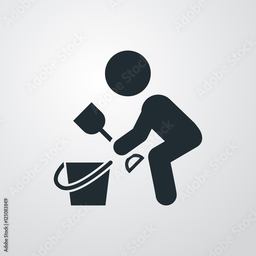 Icono plano niño con cubo fondo degradado