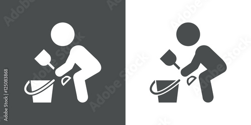 Icono plano niño con cubo gris