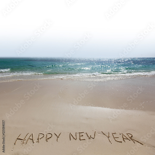 Happy new year on beach