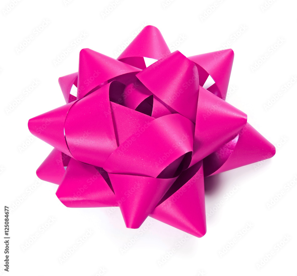 Pink party or gift bow, isolated on white background. Design element. Pink party or gift bow, isolated on white background. Design element.