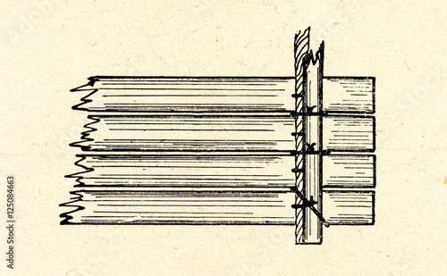 Tying the logs of raft photo