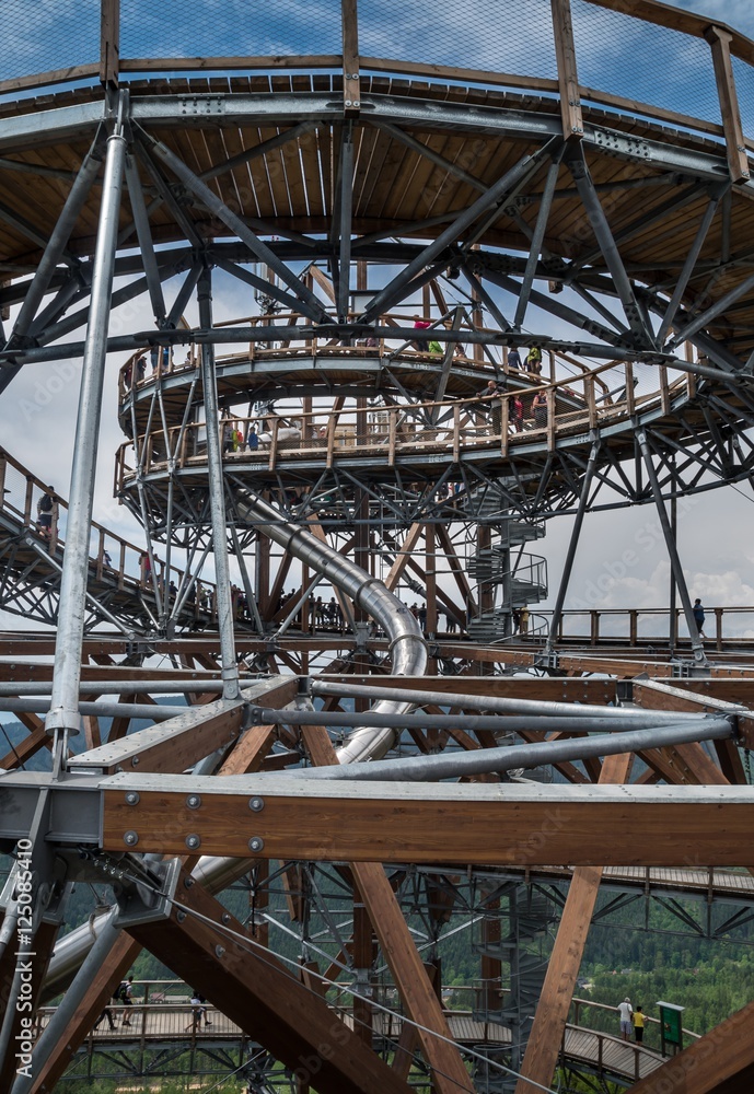 The wooden lookout structure The wooden lookout structure
