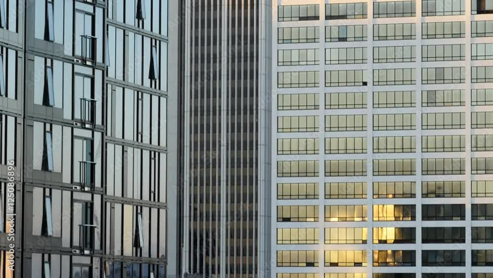 Zoom Out of Modern Office Building Windows Zoom Out of Modern Office Building Windows