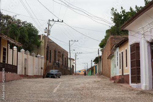 Residential street with houses on Trinidad, Cuba