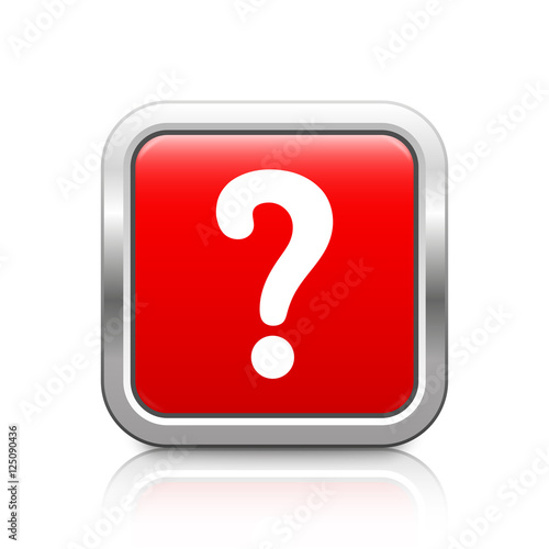 Question mark – Glossy red metal button with reflection