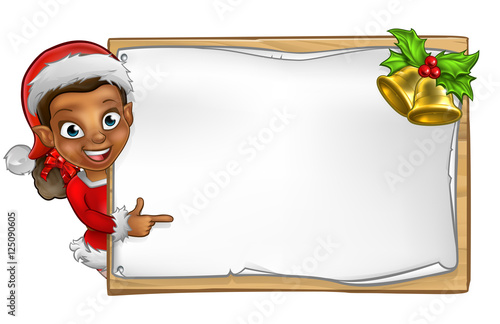 Christmas Santa Helper Elf Character Sign