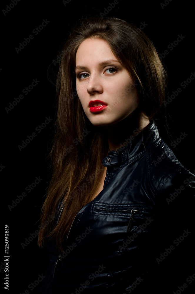 girl in leather jacket