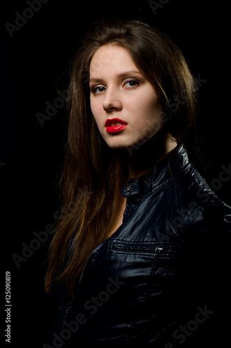 girl in leather jacket