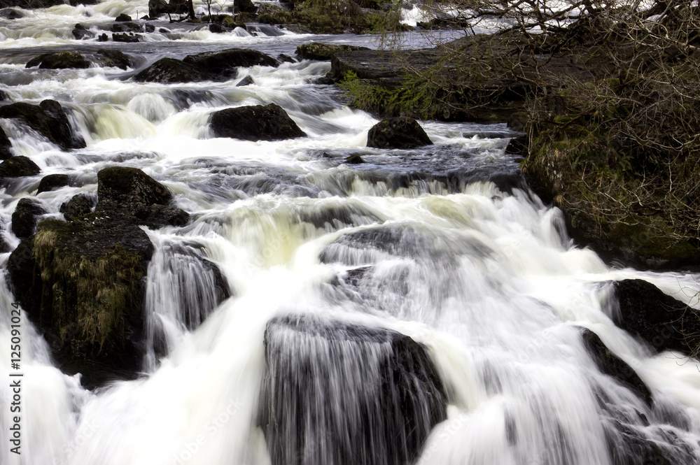 Fototapeta premium Mountain steam river. Snowdonia, Walles