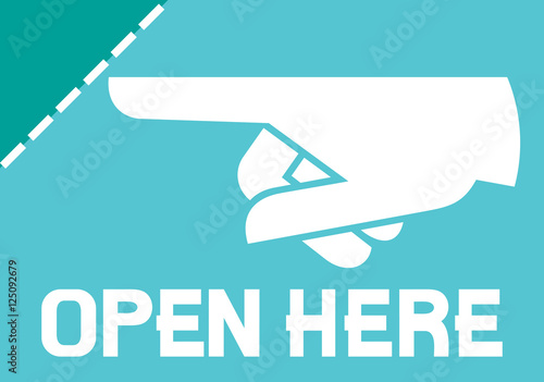 open here label or sticker