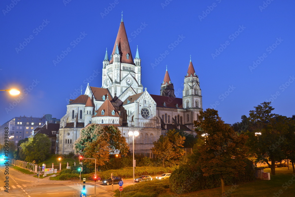 This is a view of Vienna at night. September 7, 2016. Vienna, Austria. This is a view of Vienna at night. September 7, 2016. Vienna, Austria.