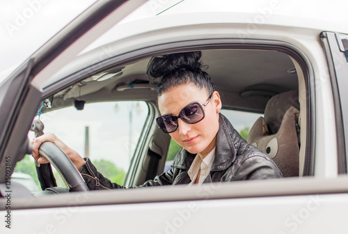 Woman sitting in the car