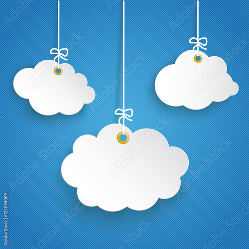 3 Hanging Paper Cloud Striped Blue Sky