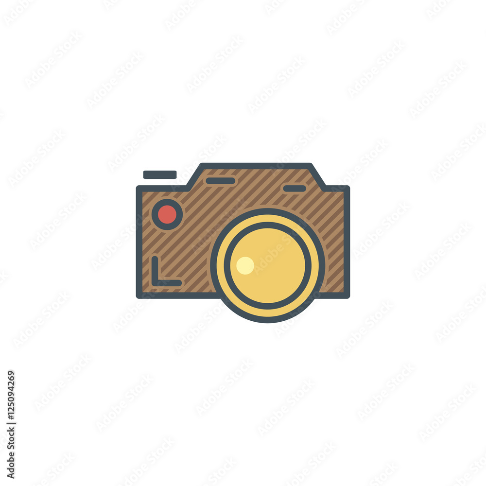 Camera icon in cute flat style. Camp icon. Best for outdoor adventure sites, tee, t shirt prints etc. Isolated vector. Camera icon in cute flat style. Camp icon. Best for outdoor adventure sites, tee, t shirt prints etc. Isolated vector.