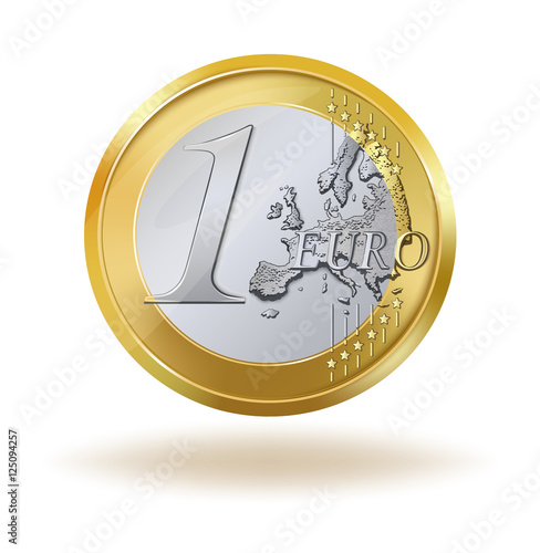One euro coin. 1 euro coin isolated on white background. Vector illustration