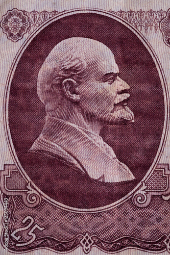 portrait of Vladimir Lenin on the Soviet banknotes