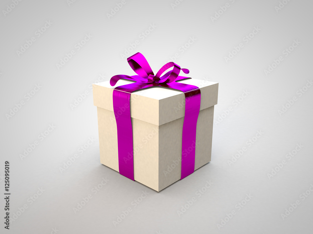 Obraz premium Gift box with piunk ribbon bow 3d illustration rendering