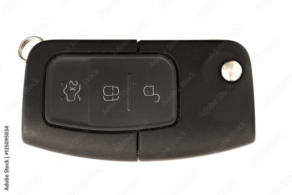 car keys with a remote control signal on a white isolated background car keys with a remote control signal on a white isolated background