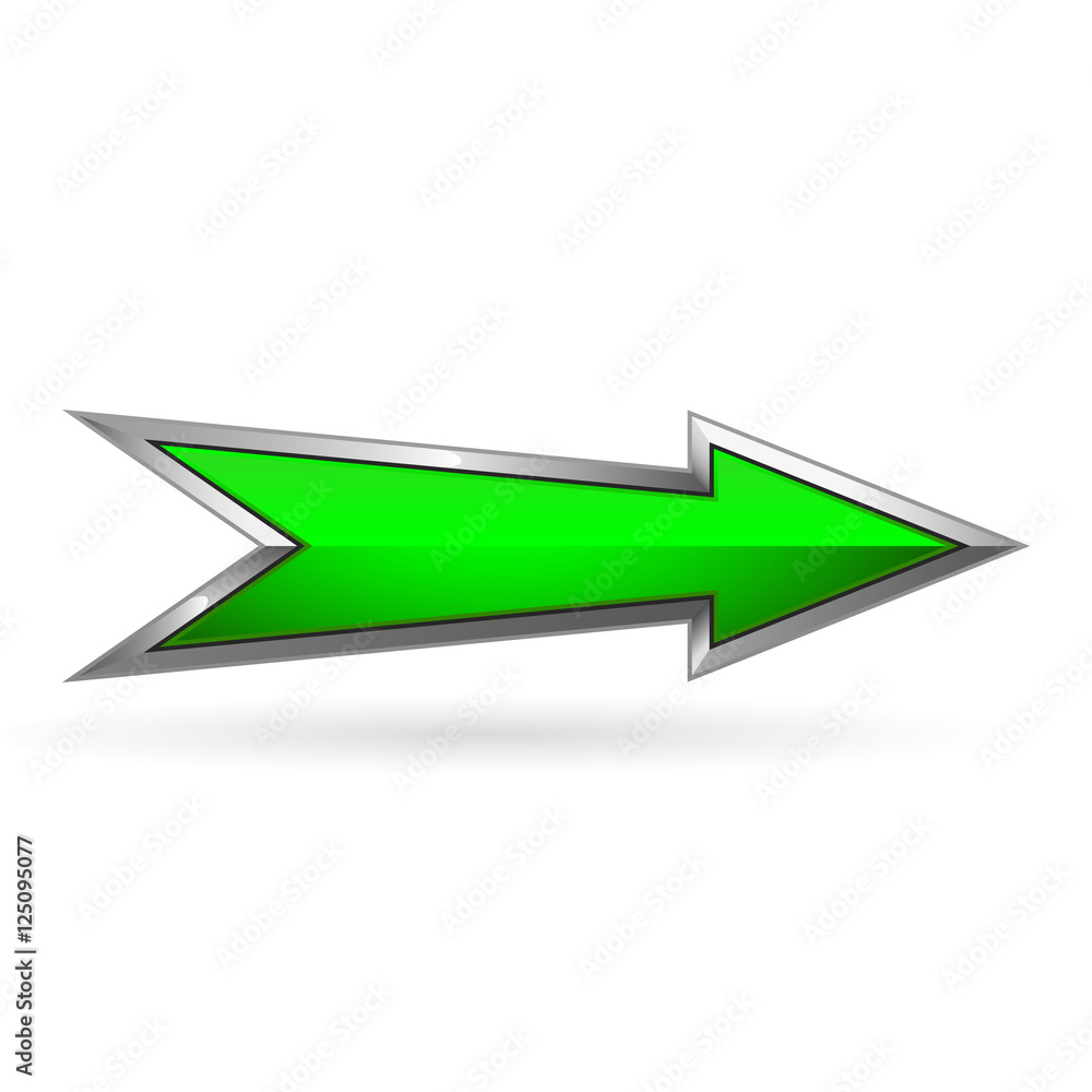 Green arrow with metal frame illustration, vector design Green arrow with metal frame illustration, vector design