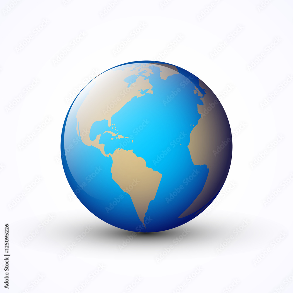 Simple shiny blue earth globe icon, vector illustration, isolated Simple shiny blue earth globe icon, vector illustration, isolated