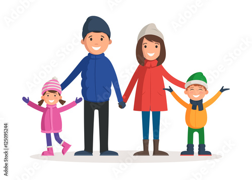 Family in winter clothes