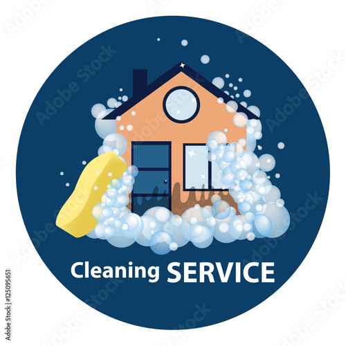 Conceptual logo and the poster for cleaning. Vector