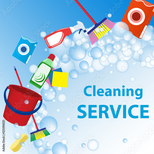 Cleaning service illustration. Poster template for house cleaning services. Vector.