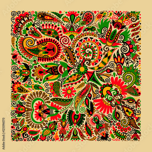 ukrainian traditional ethnic painting, floral pattern in ethno s