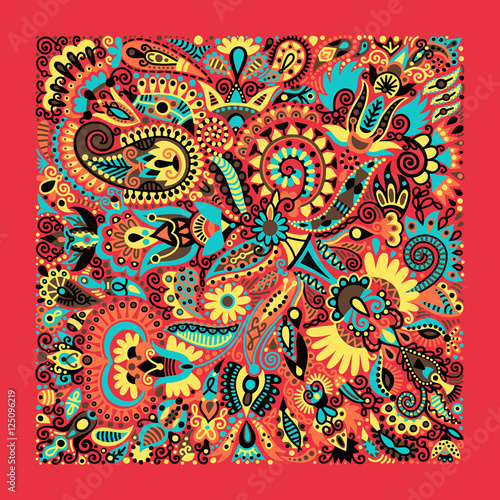 ukrainian traditional ethnic painting, floral pattern in ethno s