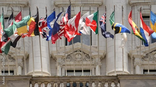 Zoom Out International Flags fly in the Wind photo