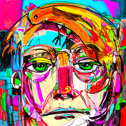 contemporary digital painting portrait of the man face with oran