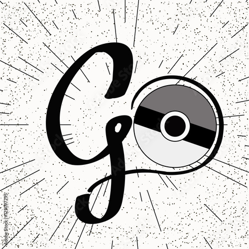 Bilde på lerret Vector Pokeball with the Handwritten Text GO