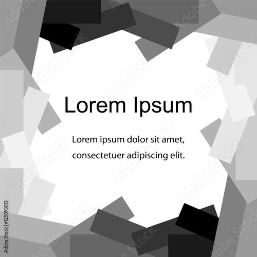 Frame of Monochrome Rectangles in a Random Order.Template for Visiting Cards, Labels, Fliers, Banners, Badges, Posters, Stickers and Advertising Actions. Vector Illustration