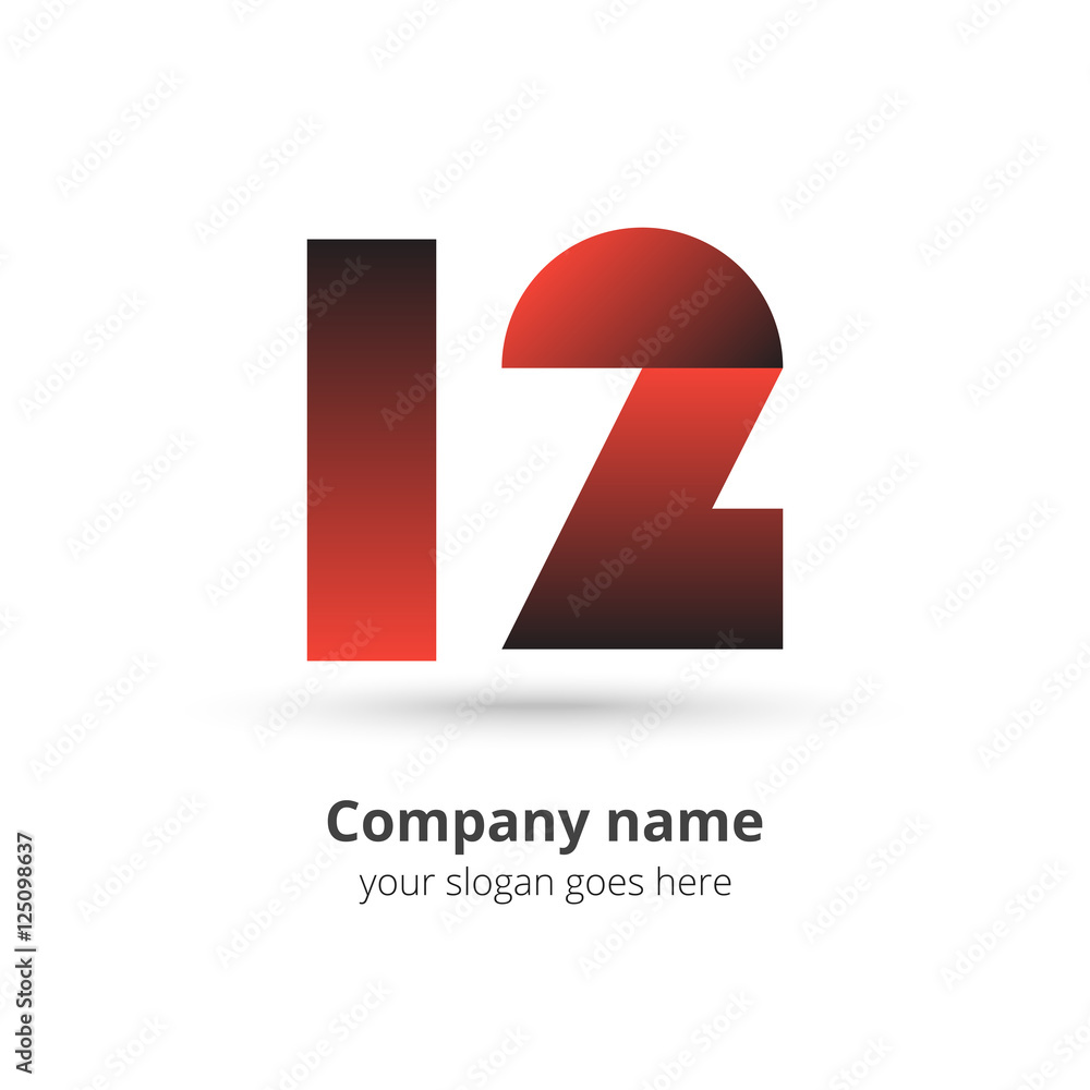 12 logo icon flat and vector design template. Monogram numbers one and two. Logotype twelve with red gradient color. Creative vision concept logo, elements, sign, symbol for card, brand, banners. 12 logo icon flat and vector design template. Monogram numbers one and two. Logotype twelve with red gradient color. Creative vision concept logo, elements, sign, symbol for card, brand, banners.