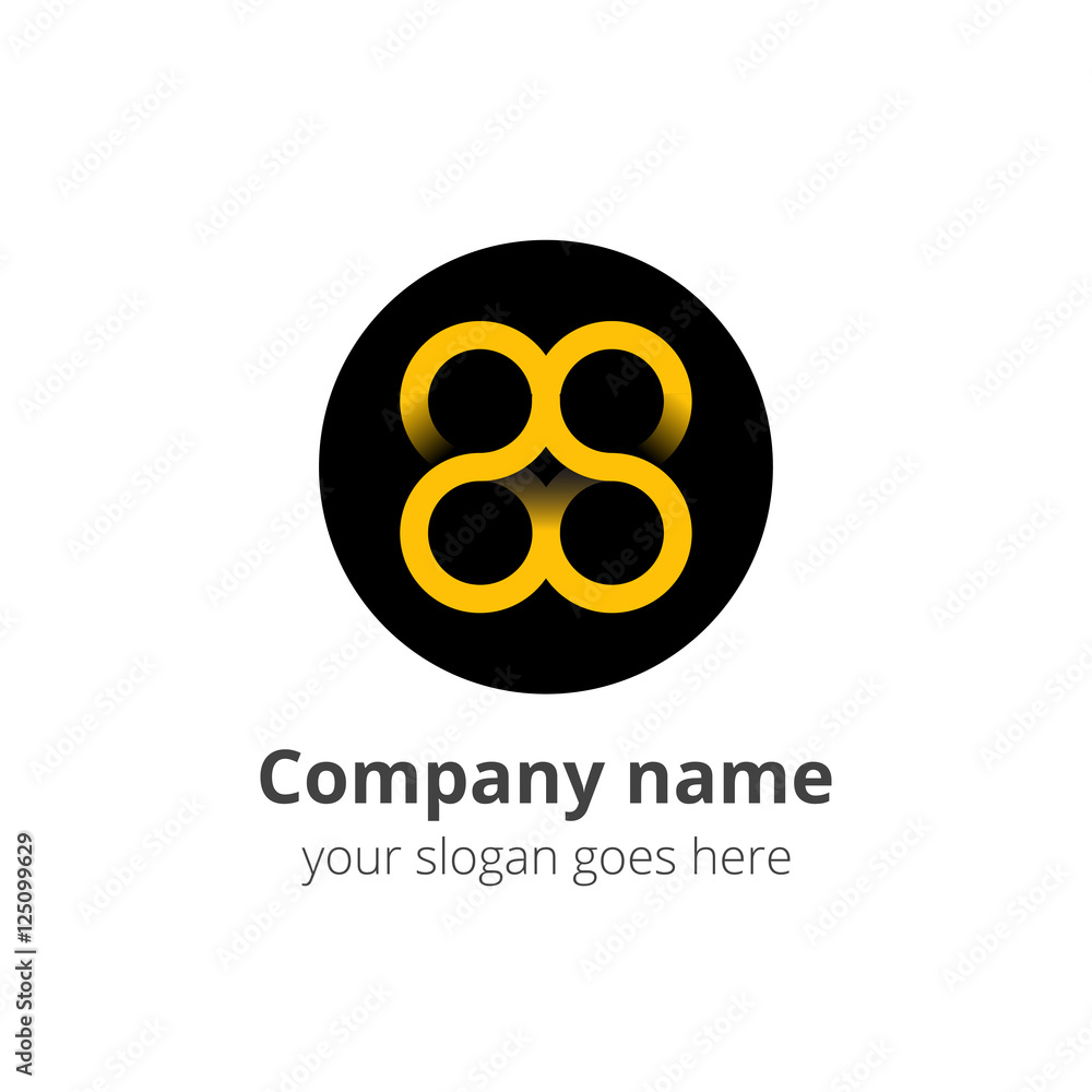Infinite limitless logo, icon with trend yellow gradient color. Vector illustration sign, symbol design for template. Icon loop on white background.
