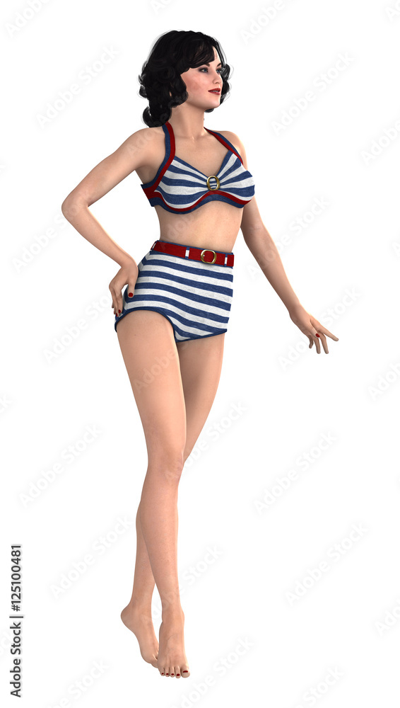 3D Rendering Pinup Girl on White 3D Rendering Pinup Girl on White