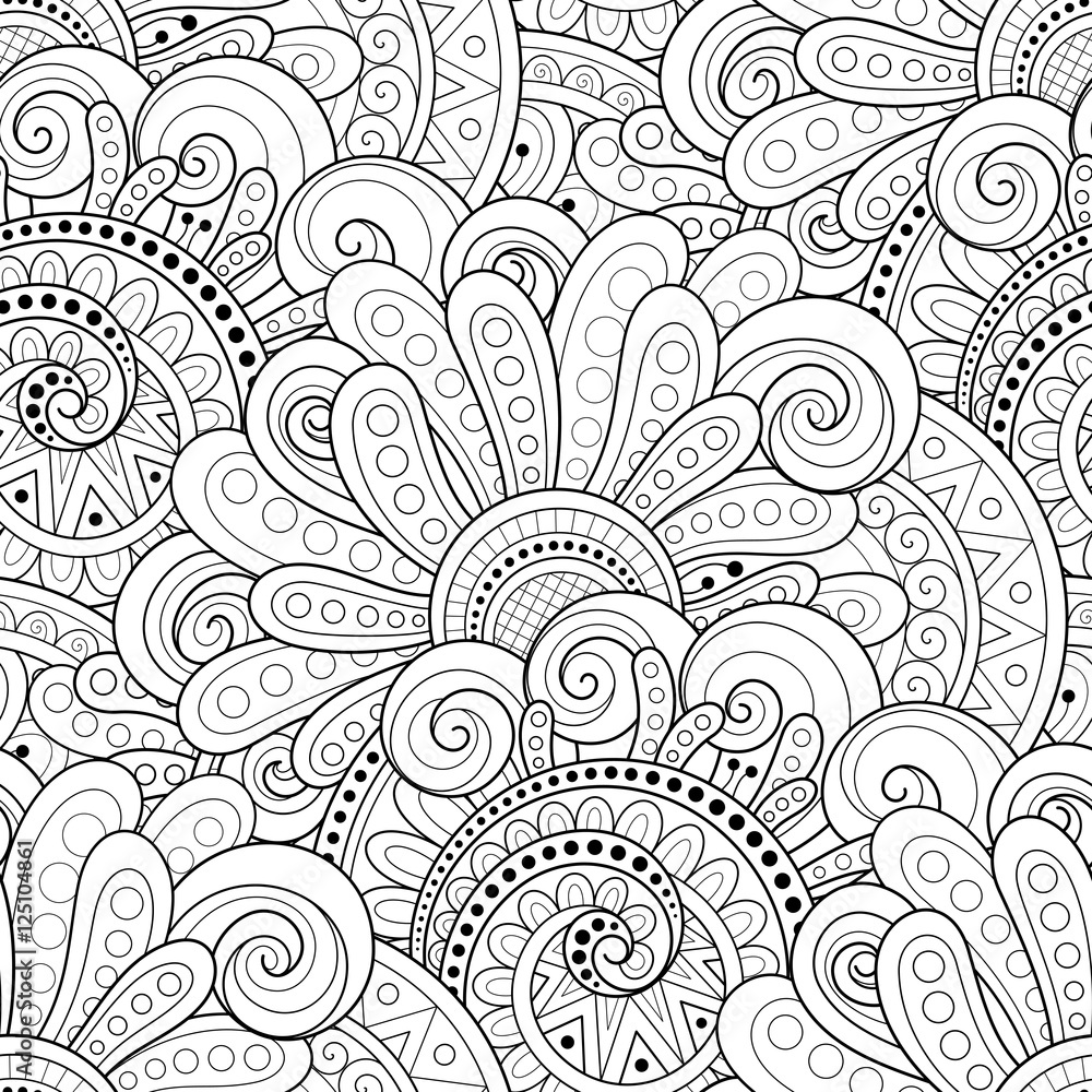 Vector Seamless Monochrome Floral Pattern Vector Seamless Monochrome Floral Pattern