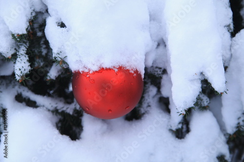 Christmas snow ornament outdoors © flucas