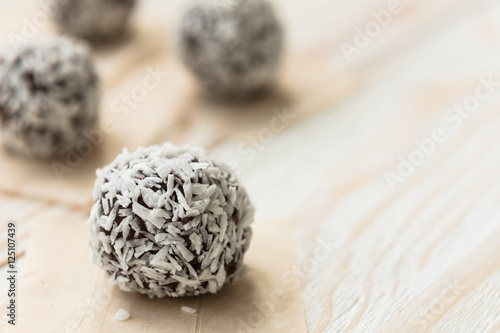 Delicious energy balls with coconut and almonds