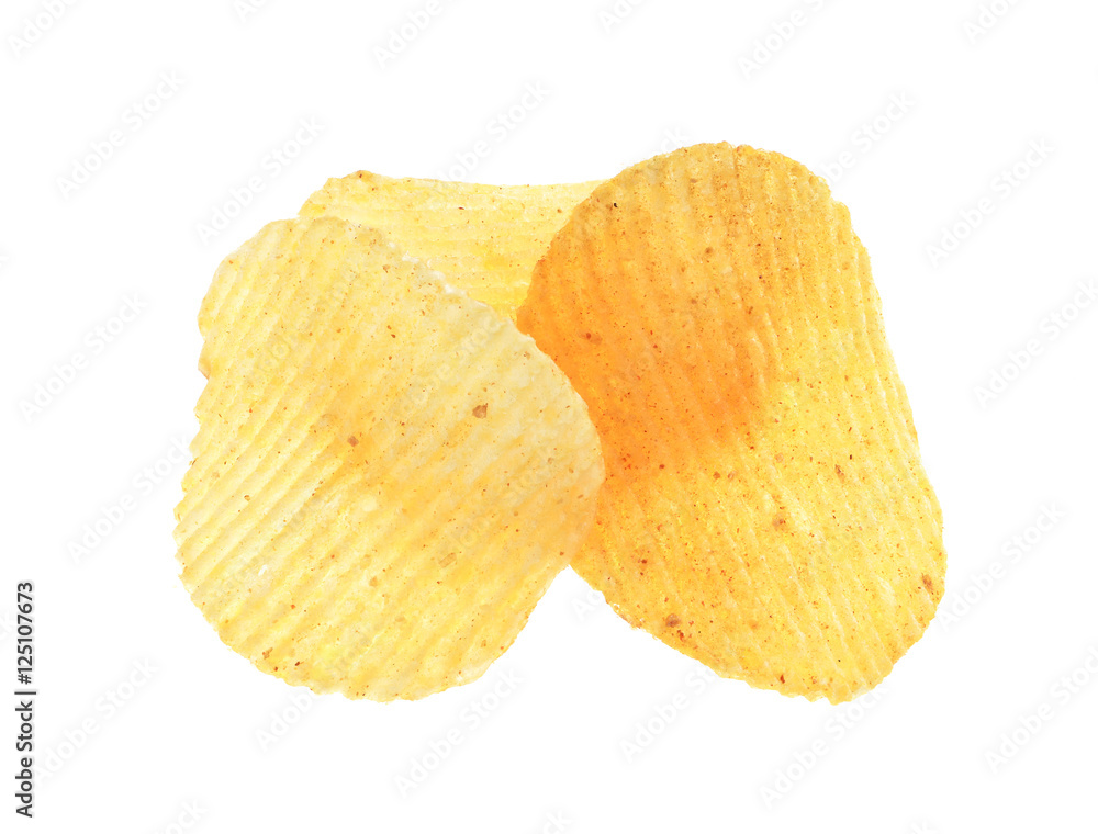 Naklejka premium Potato chips isolated on a white background.