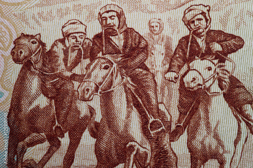 Riders on horseback - image detail Afghan banknotes