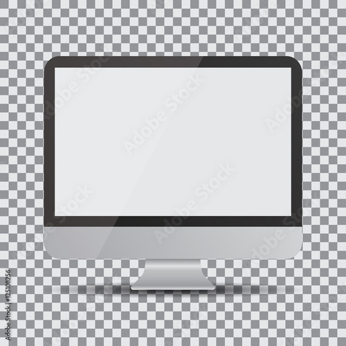 Blank screen. Realistic computer display on a transparent background